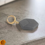 4D Geometric Cherry Amber Gold Earrings - Image 2