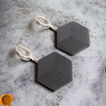 4D Geometric Cherry Amber Silver Earrings