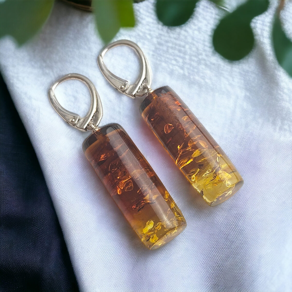 Geometric Gradient Amber Earrings - Image 1