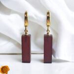 Cherry Amber Gold Geometric Earrings - Image 4
