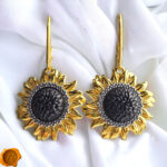 Amber Sunflower Gold Earrings - Image 3