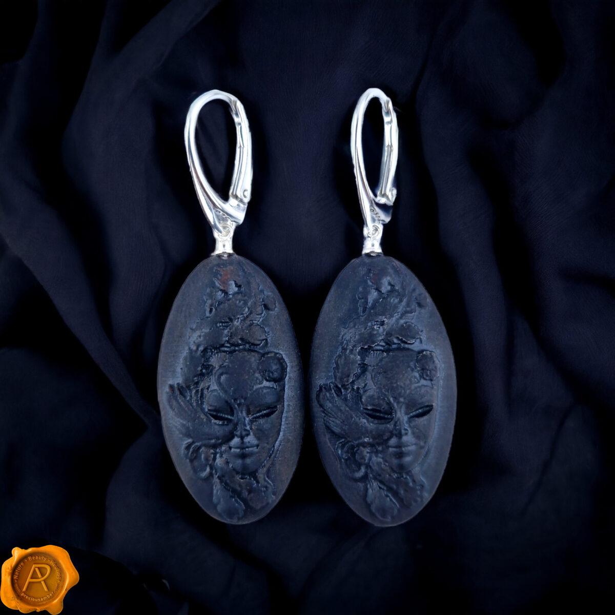 Carved Cherry Amber Earrings "Venice" - Image 7