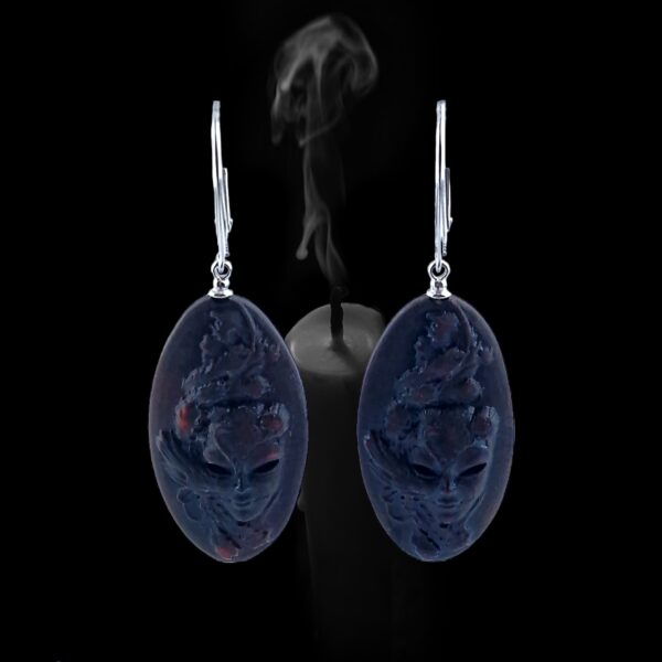 Venice Jewelry, Black Cherry Baltic Amber Teardrop Drop Earrings Silver, Large Gemstone Chunky Long Drop Gift Women Sterling Silver