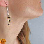 Green Faceted Amber Swing Earrings - Image 2