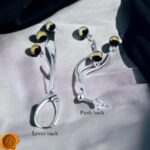 Green Faceted Amber Swing Earrings - Image 5