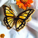 Adjustable Carved Amber Butterfly Ring