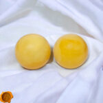 Large Amber Sphere Earrings - Image 4