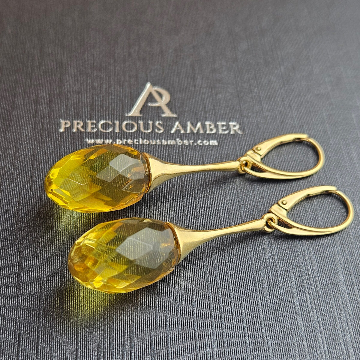 Luxurious Honey Amber Gold Earrings - Image 5