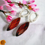 Cherry Amber Faceted Drop Earrings - Image 3