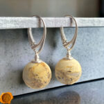 Rare Marble Amber Sphere Earrings 14mm