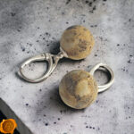 Rare Marble Amber Sphere Earrings 14mm - Image 4