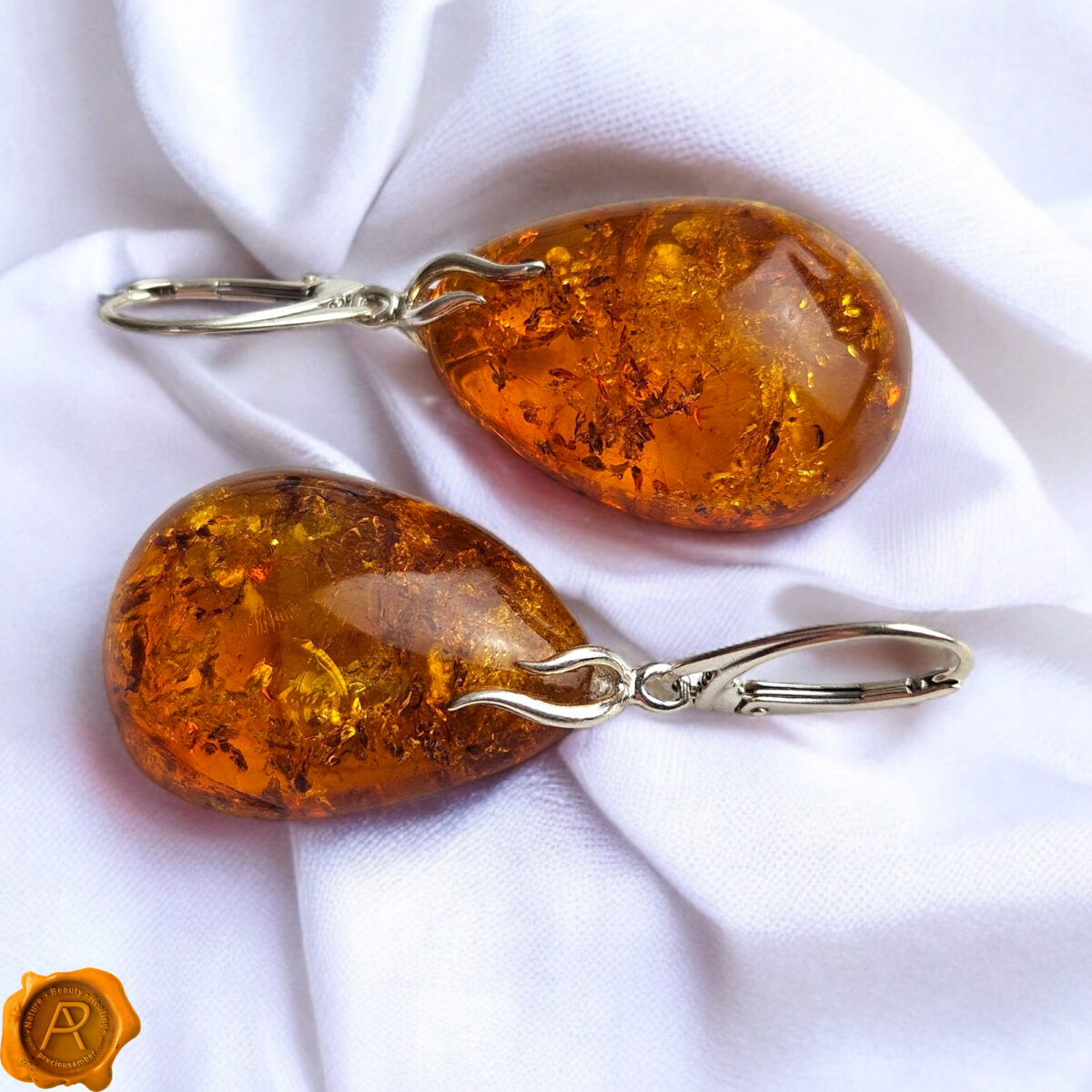 Large Amber Teardrop Earrings - Image 5