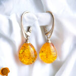 Classic Amber Silver Teardrop Earrings - Image 6