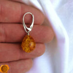 Classic Amber Silver Teardrop Earrings - Image 9