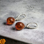 Classic Amber Silver Teardrop Earrings - Image 4