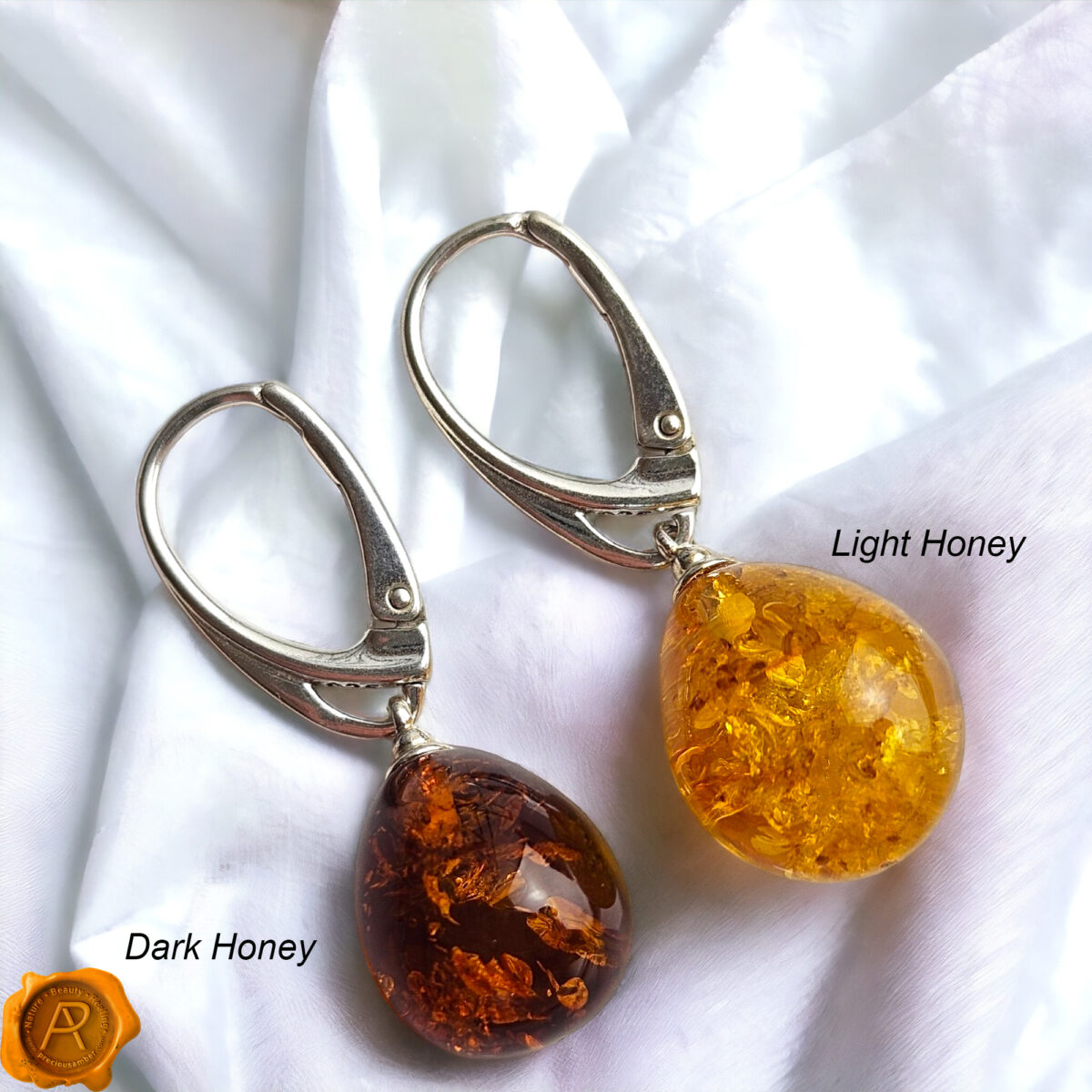 Classic Amber Silver Teardrop Earrings - Image 10