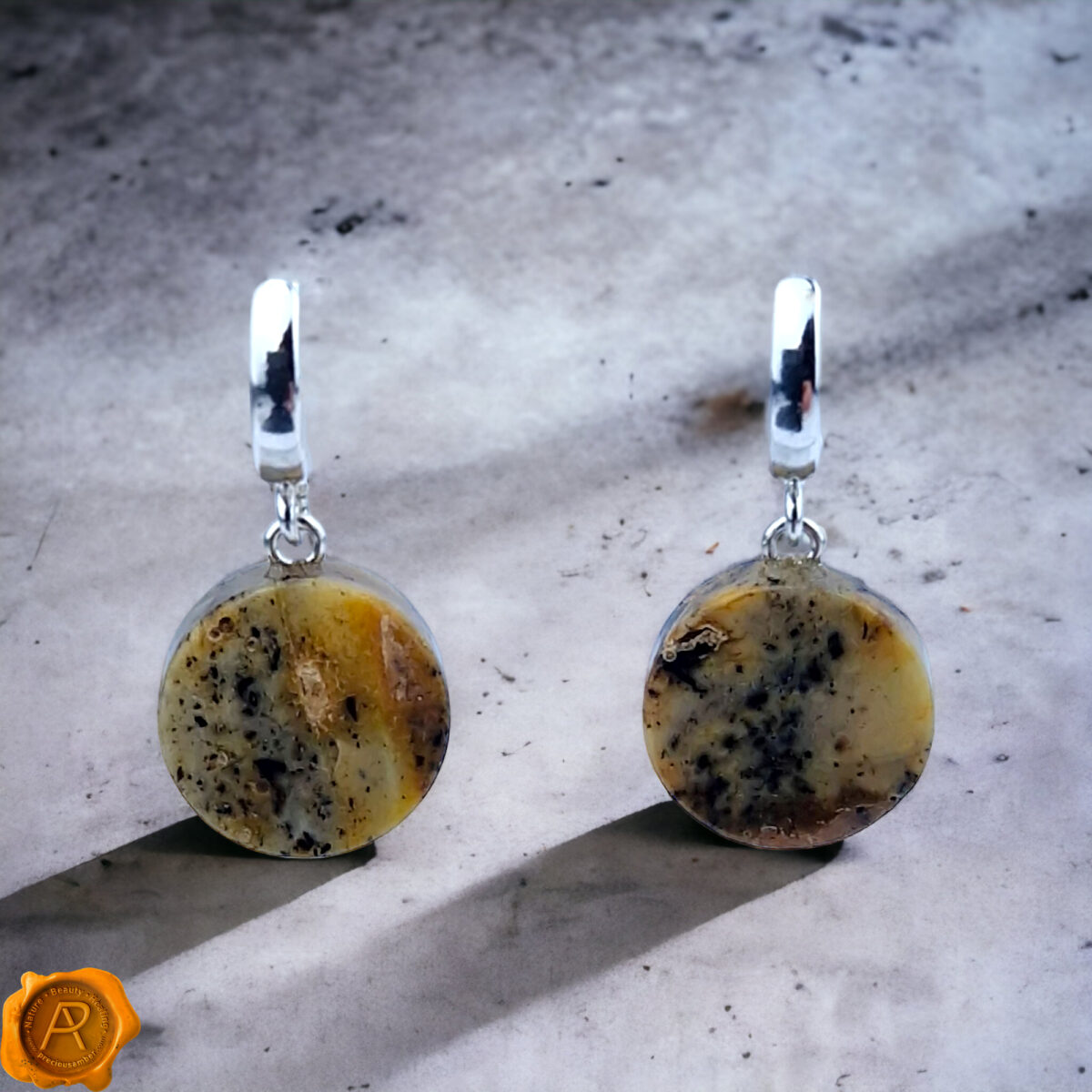 Rare Marble Amber Drop Earrings - Image 3