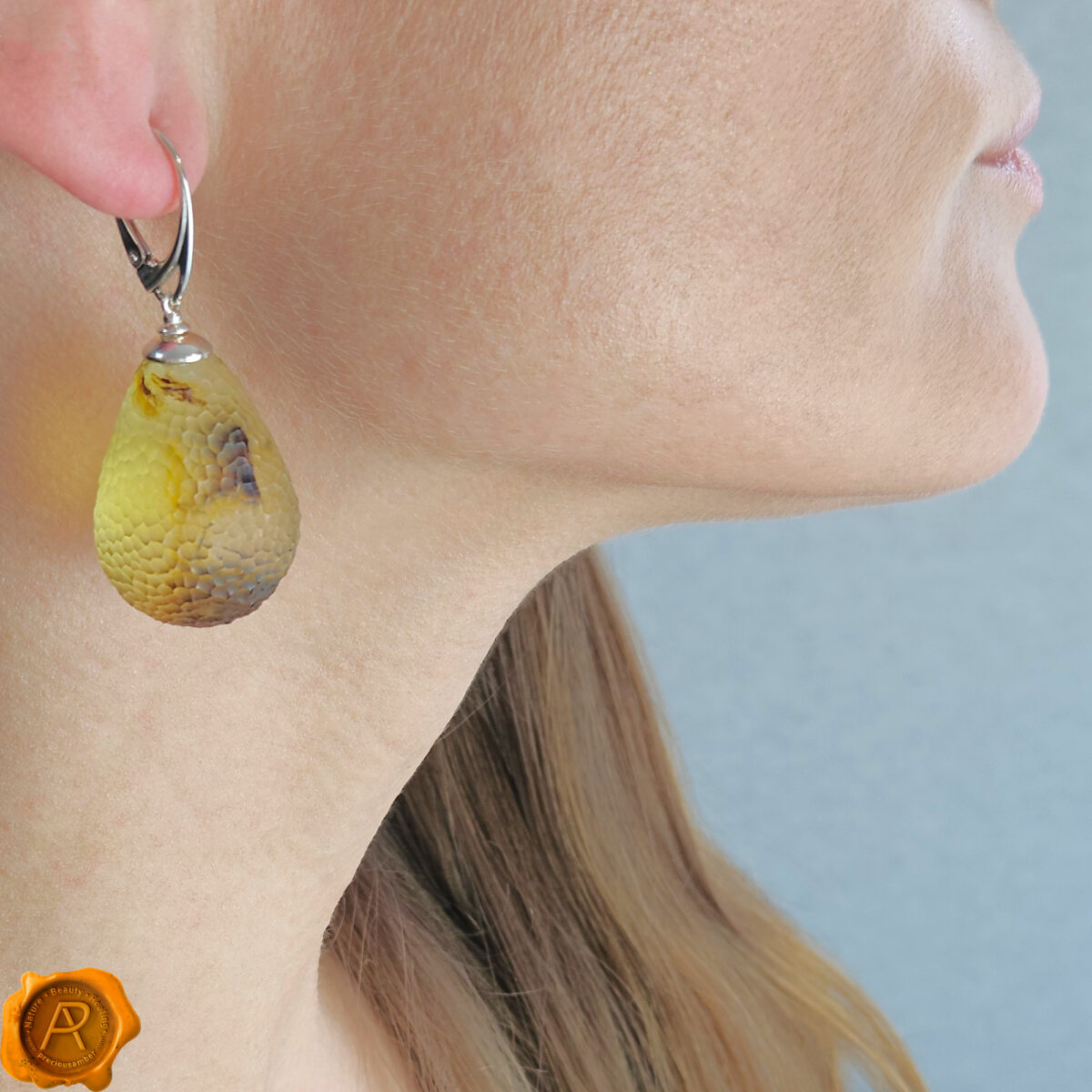 Celestial Amber Teardrop Earrings - Image 2