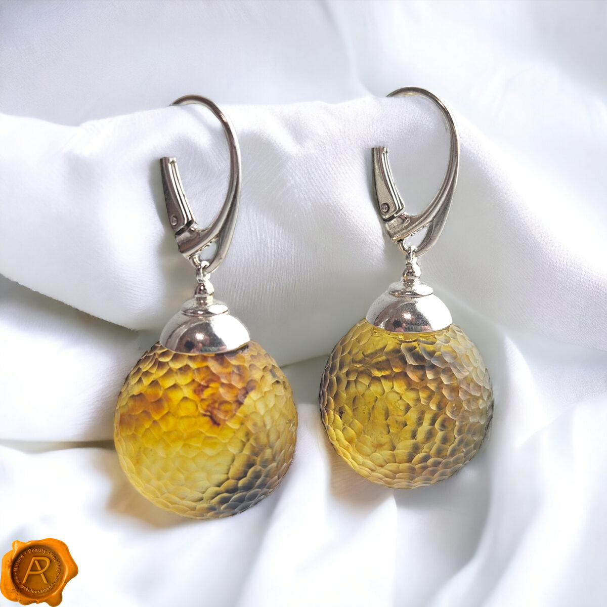 Celestial Amber Sphere Earrings - Image 2
