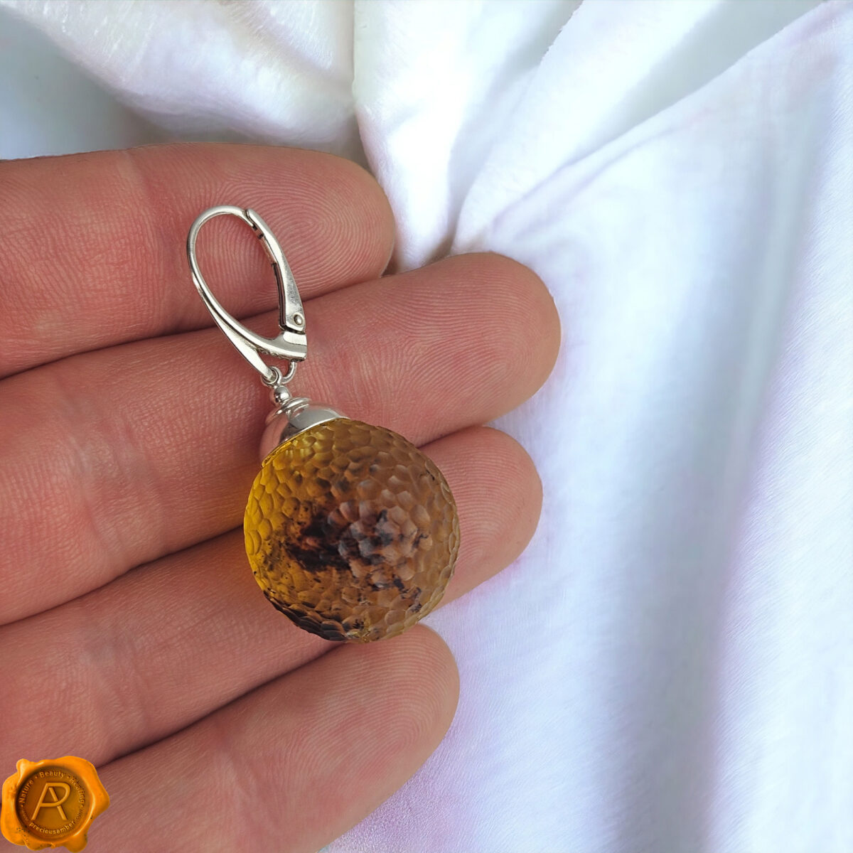 Celestial Amber Sphere Earrings - Image 4