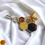 Amber Honeycomb Bee Pendant - Image 6