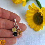Amber Honeycomb Bee Pendant - Image 3