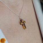 Carved Amber Dainty Crucifix Pendant - Image 2