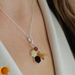 Amber Honeycomb Bee Pendant - Image 2