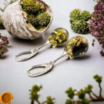 Green Amber Teardrop Silver Earrings - Image 3