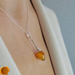 Amber Silver Drop Pendant - Image 2
