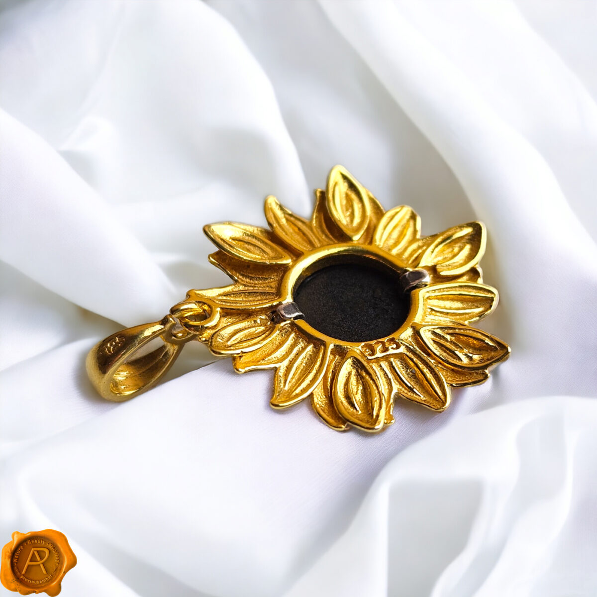 Amber Sunflower Gold Pendant - Image 5
