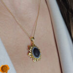 Amber Sunflower Gold Pendant - Image 2