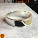 Large Multicolor Amber Silver Ring - Image 4