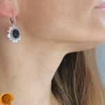 Amber Sunflower Silver Earrings - Image 2