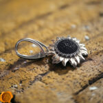 Amber Sunflower Silver Earrings - Image 5