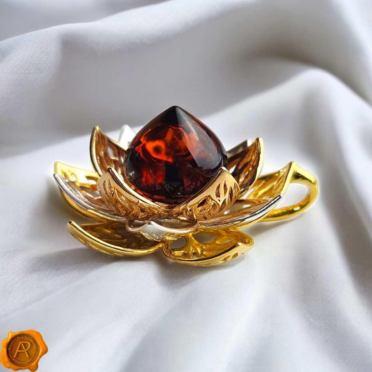 Amber Lily Gold Pendant - Image 5