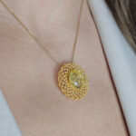 ABSTRACT Baltic Amber Gold Flower Drop Pendant Teardrop Necklace, Large Lemon Real Big Amber Gemstone Silver Jewelry Charm Gift for Women