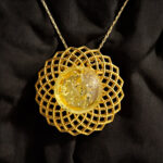 Abstract Lemon Amber Gold Pendant