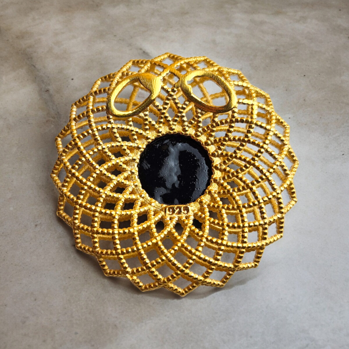 Abstract Green Amber Gold Pendant - Image 4