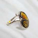 Adjustable Carved Amber Leaf Ring - Image 4