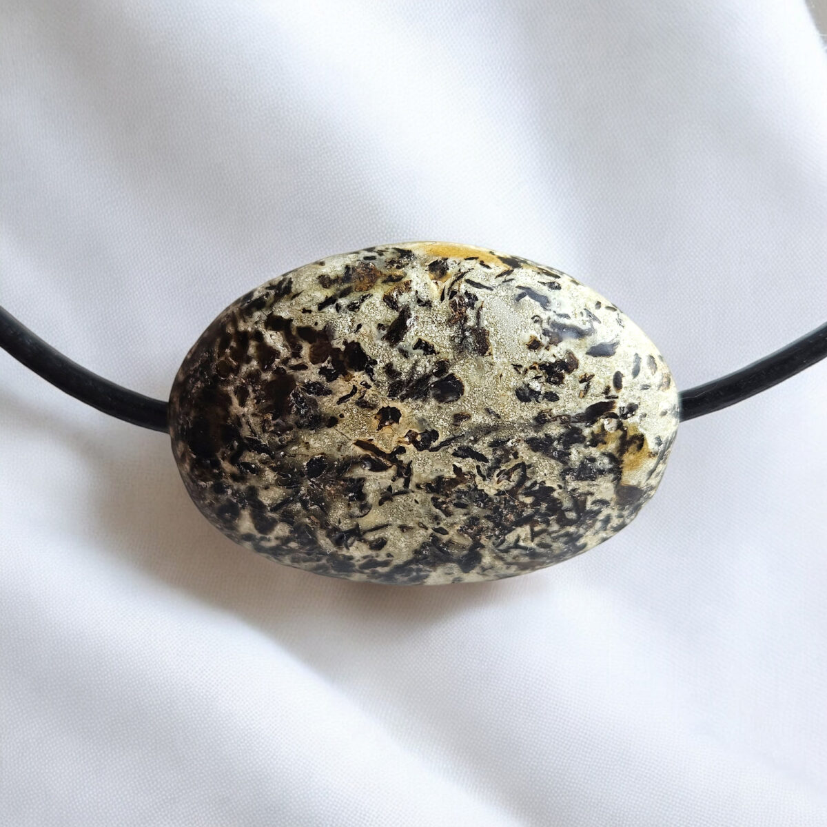 Marble Amber Amulet Leather Necklace - Image 1