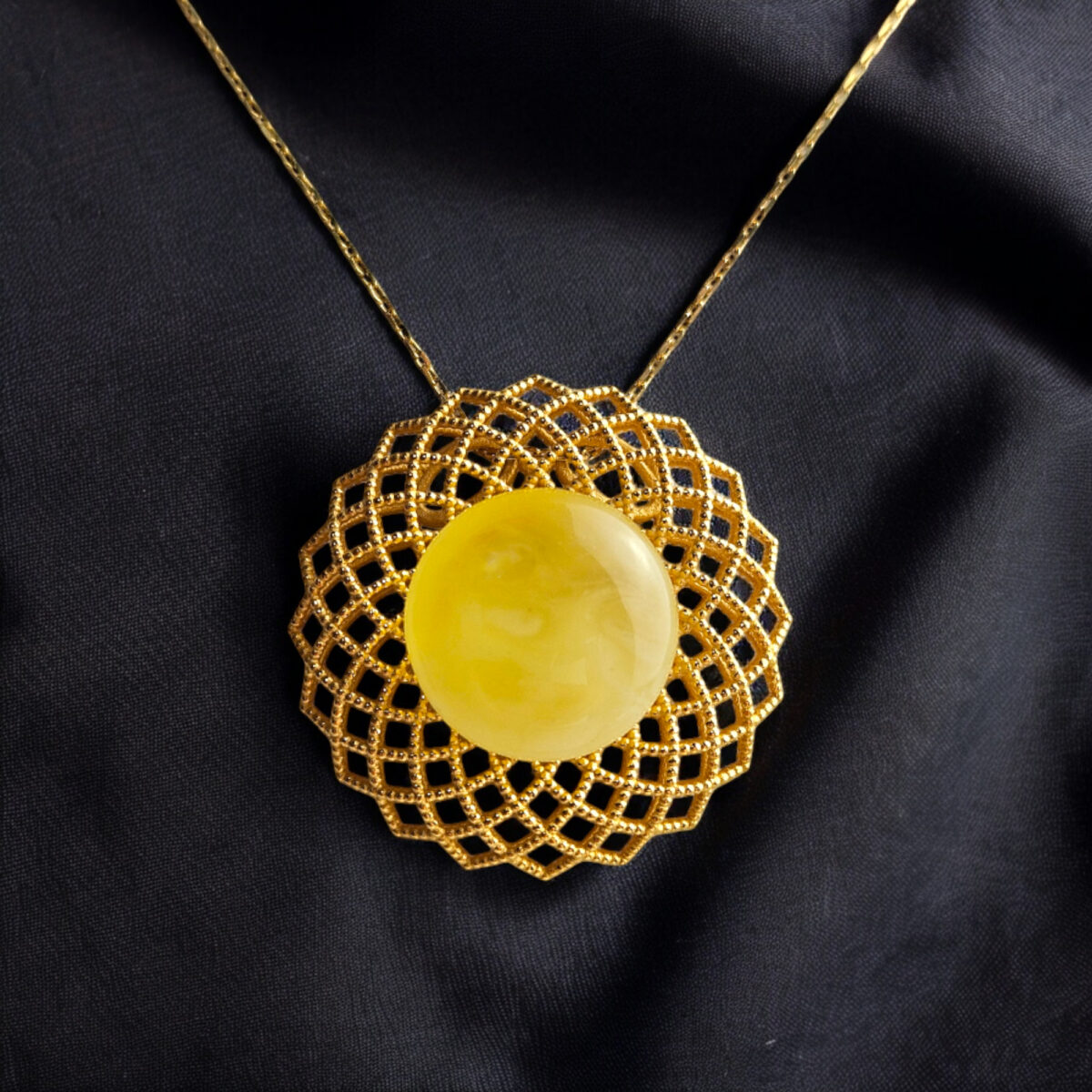 Abstract Butterscotch Amber Gold Pendant - Image 1