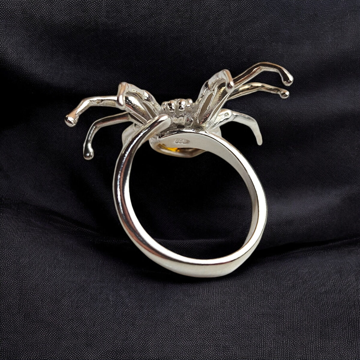 Adjustable Carved Amber Spider Ring - Image 5