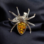 Adjustable Carved Amber Spider Ring - Image 4