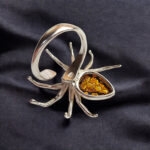 Adjustable Carved Amber Spider Ring - Image 6