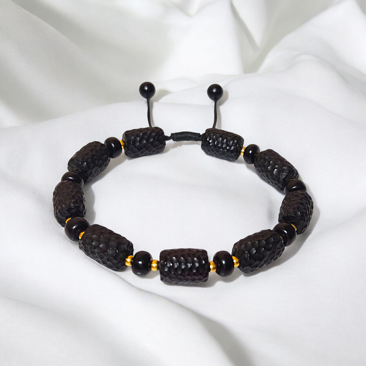 Adjustable Black Amber Celestial Bracelet - Image 1