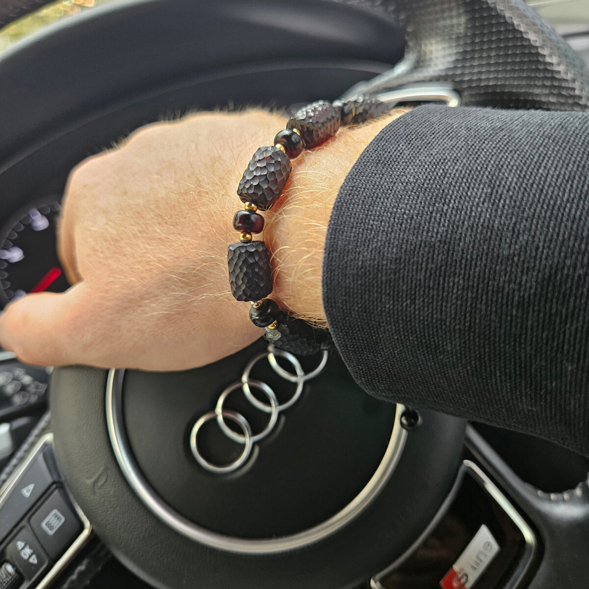 Adjustable Black Amber Celestial Bracelet - Image 3