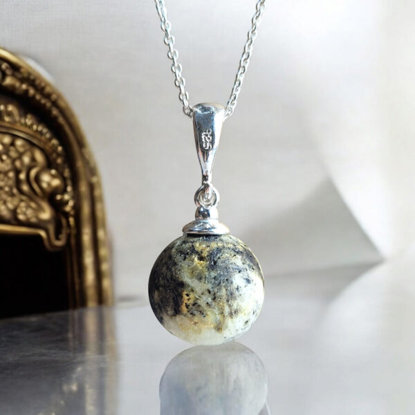 Marble Baltic Amber Natural Dainty Classic Teardrop Pendant Silver, Tiny Round Gemstone Drop Gift Women, Small Amber Charm Necklace