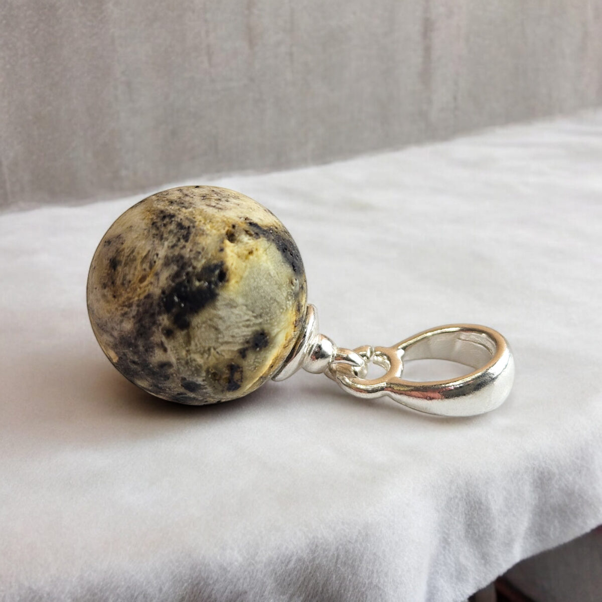 Dainty Marble Amber Sphere Pendant - Image 3