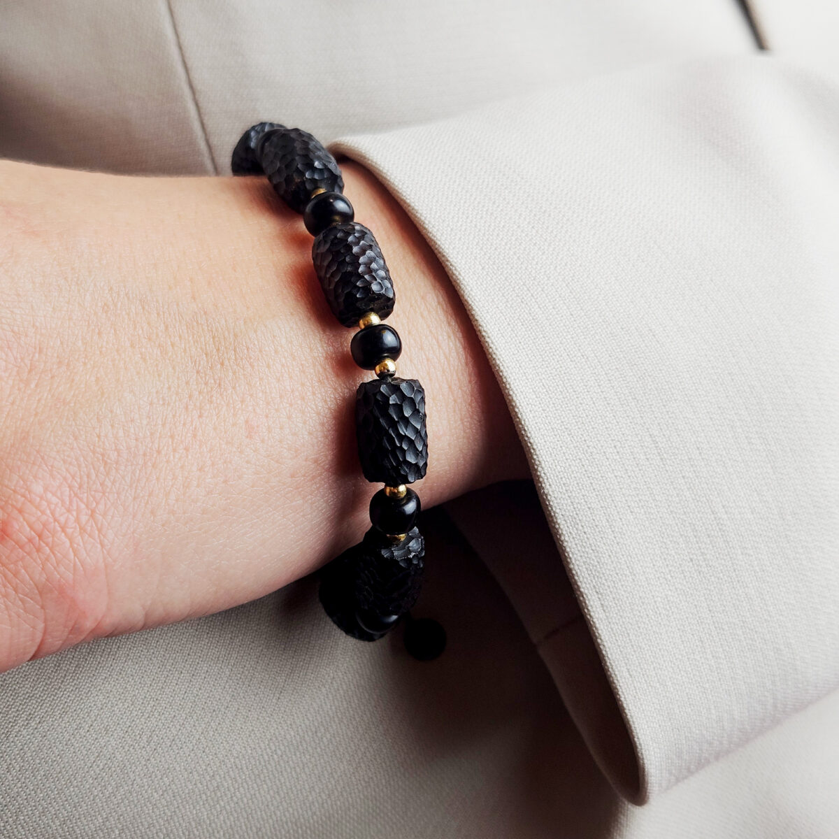 Adjustable Celestial Black Cherry Baltic Amber Gemstone Bracelet for Men Women
